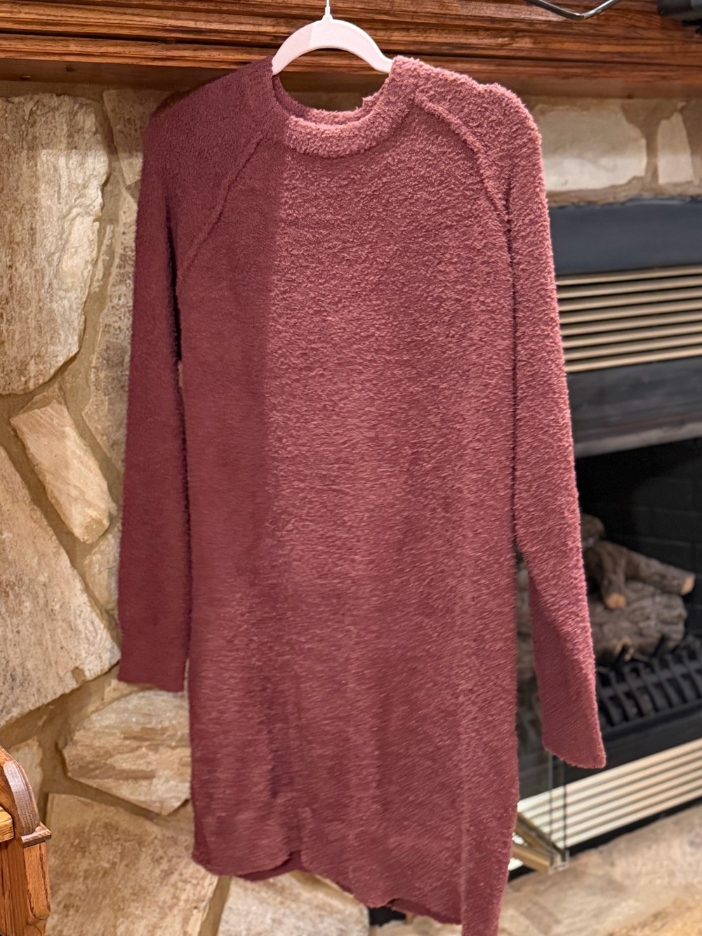 Cozy Long-Sleeve Knit Midi Dress in Mauve